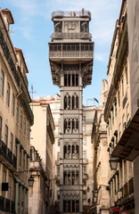 Fototapeta na wymiar Santa Justa Lift (Portuguese: Elevador de Santa Justa) in Lisbon, Portugal, Lisboa 