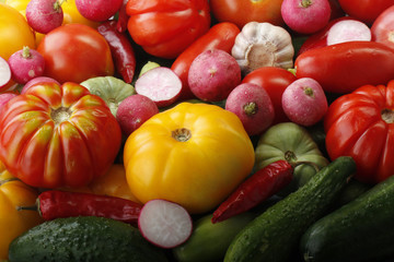 heap of different vegetables  background