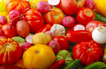 heap of different vegetables  background