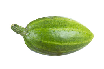 single fresh round cucumber isolated on white background