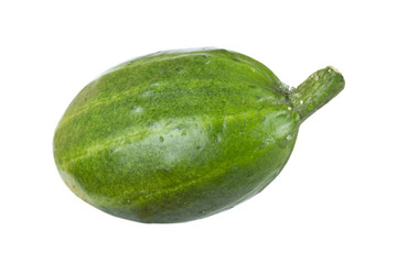 single fresh round cucumber isolated on white background
