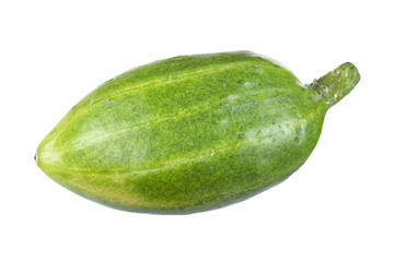 single fresh round cucumber isolated on white background