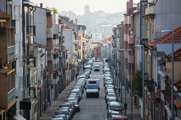 Fototapeta na wymiar Top view of the street in one of the areas of Porto, Portugal.