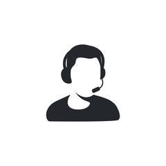 Call center support icon symbol vector. Young businessman at the call center. Male Customer Services Agent