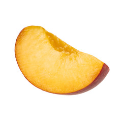 slice fresh peach isolated on white background
