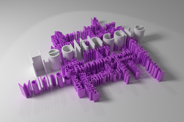 Healthcare, health, lifestyle keyword words cloud. For graphic design, texture or background. 3D rendering.