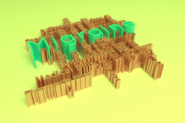 Migraine, medical, lifestyle keyword words cloud. For graphic design, texture or background. 3D rendering.