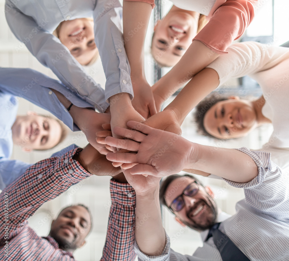 Leinwandbilder stack of hands. unity and teamwork concept.