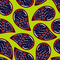 Fototapeta premium Seamless paisley background. Ethnic hand drawn pattern