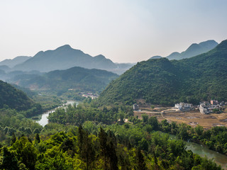 Landscape of the Nine Dragon waterfalls near the City of Luoping (Yunnan Province - China) from...