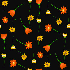 Seamless repeating pattern. Floral background. Wallpaper, textile, greeting card design.