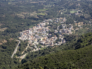 Mountain landscape over Grotte del Bue Marino, Sardinia