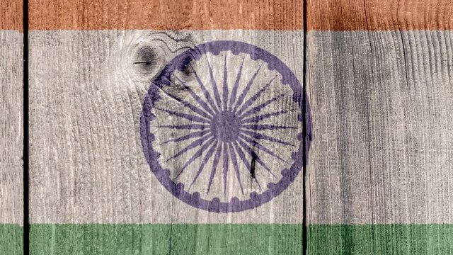 India Politics News Concept: Indian Flag Wooden Fence, Zoom Out