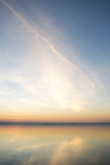 Beautiful red sunset over lake. Composition of nature.
