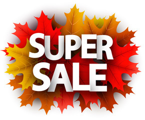 Autumn 3d super sale sign with color maple leaves.