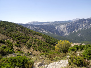 Fototapeta na wymiar Mountain landscape in Passo Genna Silana, Sardinia, Italy