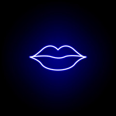 Obraz premium lips line neon icon. Elements of Beauty and Cosmetics illustration icon. Signs and symbols can be used for web, logo, mobile app, UI, UX