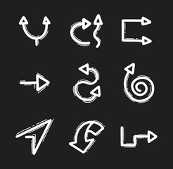 Set of hand drawn arrow doodles