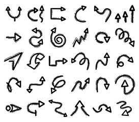 Set of hand drawn arrow doodles