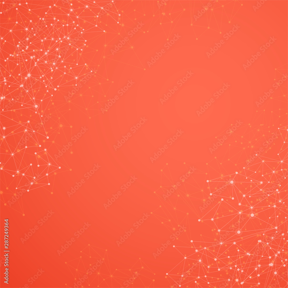 Wall mural global social communication square background with colorful network.