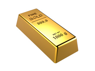 gold bar isolated on a white background. Financial concepts. 3d illustration