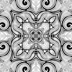 Monochrome Seamless Pattern with Mosaic Motif