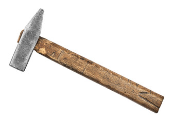 Vintage hammer on isolated white background