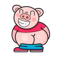 Funny Pig Laughs At A Good Joke Vector