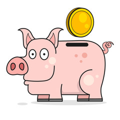 Piggy Bank Vector Illustration. Cartoon Vector Illustration. Vector Isolated. Cartoon Animal. Money