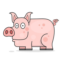 Pink Pig, Great Design For Any Purposes. Vector Cartoon Illustration.cartoon Poster Isolated Vector