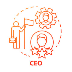 Obraz premium CEO concept icon. Chief executive, boss, top manager idea thin line illustration. Leadership, career growth and personal achievement. Best employee. Vector isolated outline drawing