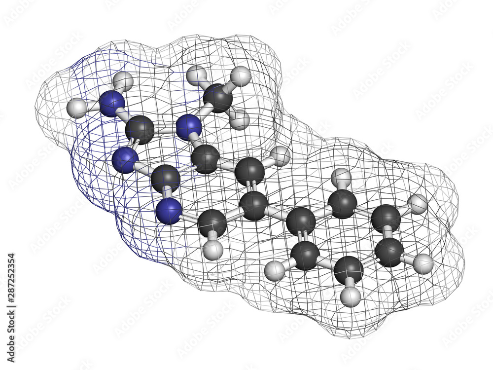 Poster phip or 2-amino-1-methyl-6-phenylimidazo(4,5-b)pyridine molecule. heterocyclic amine present in cook