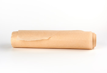 twisted bundle of brown parchment baking paper