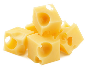 cheese cube, isolated on white background, clipping path, full depth of field
