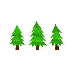 Fototapeta premium Colorful Christmas tree. Fir. Set. Cartoon.