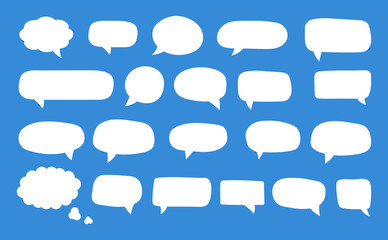 Obraz premium Set of speech bubbles. Blank retro empty comic bubbles. Stickers. Dialog balloons. Vector illustration.