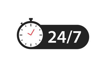 24 7 icon. Open round the clock. Vector illustration.
