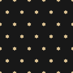 Vector geometric minimalist seamless pattern with stars. Gold and black color