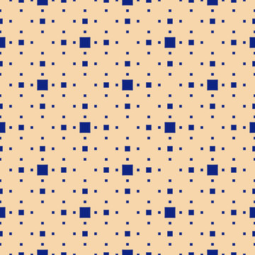 Simple vector minimalist geometric seamless pattern with small squares, dots