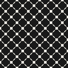 Vector geometric monochrome grid seamless pattern. Mesh, lattice, rounded shapes