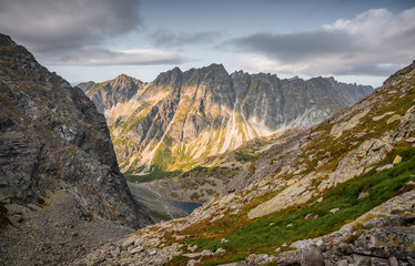 Mountain Landscape at Sunrise with Golden Light in High Tatras, Slovakia