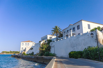 famous embankment of Spetses island, Greece