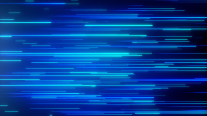 Abstract directional neon lines geometric background. Data flow. Optical fiber. Explosion star. 3d illustrationmotion effect. Blue modern light spectrum, fluorescent ultraviolet light. - obrazy, fototapety, plakaty