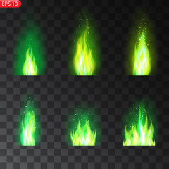 Realistic burning fire flames vector effect with transparency for design