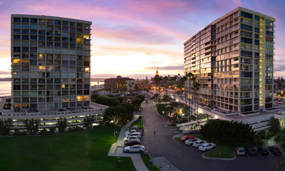 Panorama of Hotel Del Coronado at Sunset, San Diego, California. Popular hotel, wedding, honeymoon...