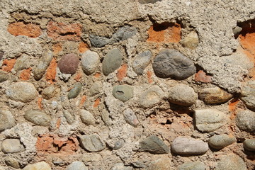 Muro vintage in mattoni e pietre