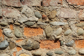 Muro vintage in mattoni e pietre