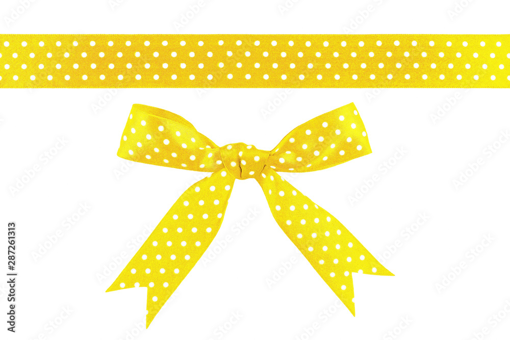 Wall mural Gold yellow ribbon and bow isolated on white background - Wall murals