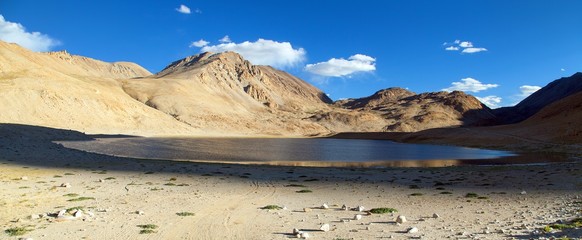 Pamir mountains mirroring in lake