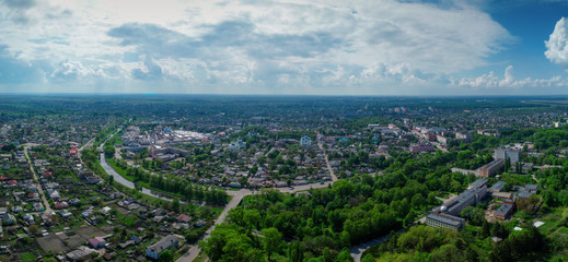 The city of Nizhyn from above. Ukraine.